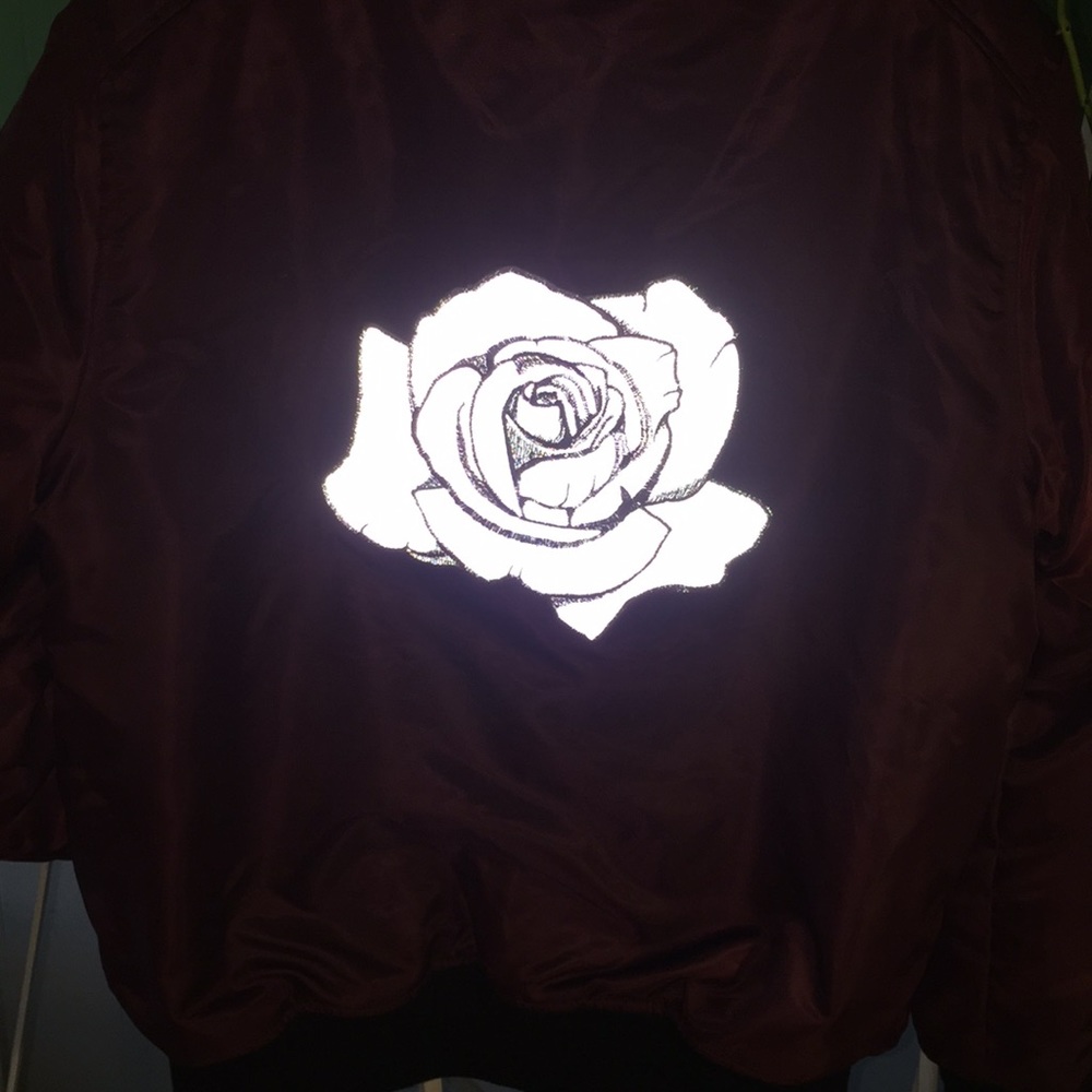 Men's Custom Maroon Patchwork Bomber Jacket - Picture 2 of 3